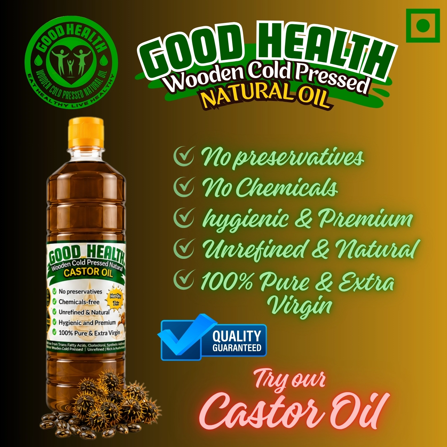Castor Oil (Wood Pressed)